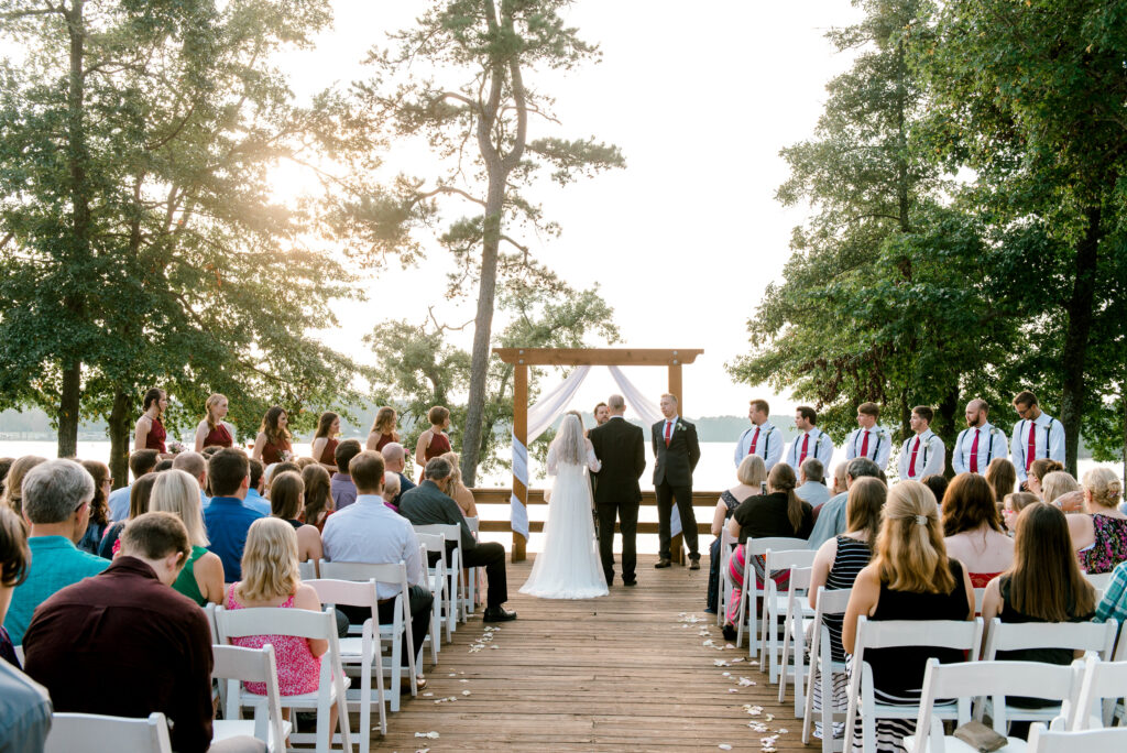 Sunset Ceremony Photo at Lake Tyler Petroleum Club | Texas Wedding Photographer